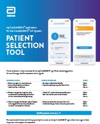 First page of the myCardioMEMS app patient selection brochure.