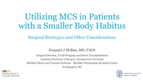 Webinar cover page for Utilizing MCS in Patients with a Smaller Body Habitus