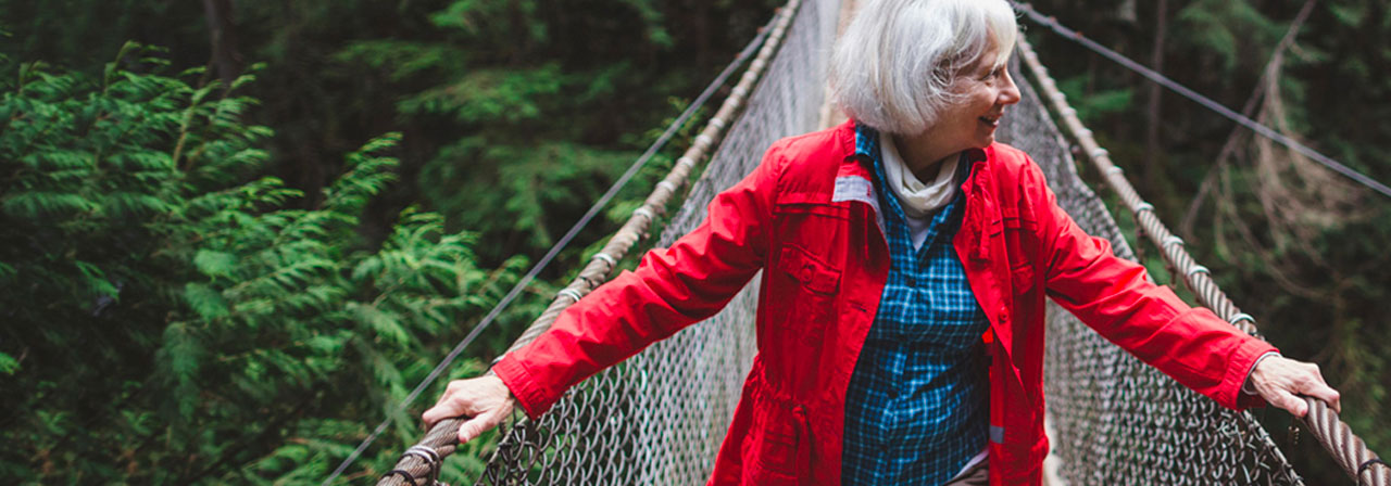 Old woman on a bridge