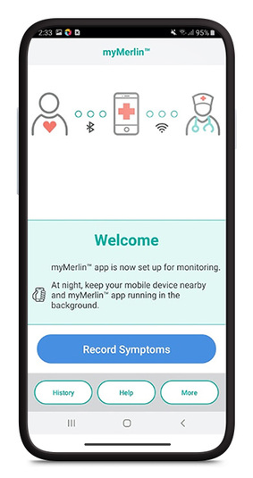 Smartphone-Bildschirm mit myMerlin™ App
