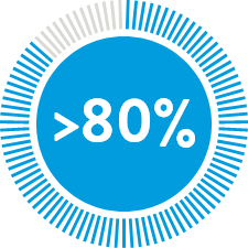 circle indciating greater than 80 percent