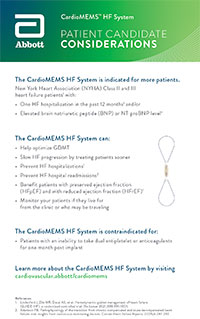 CardioMEMS PA pressure monitoring selection resources