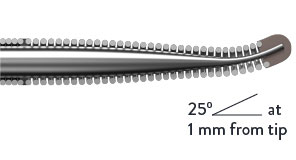 The 25-degree angle on the HI-TORQUE INFILTRAC J-tip both aids in steering and enables CTO penetration.