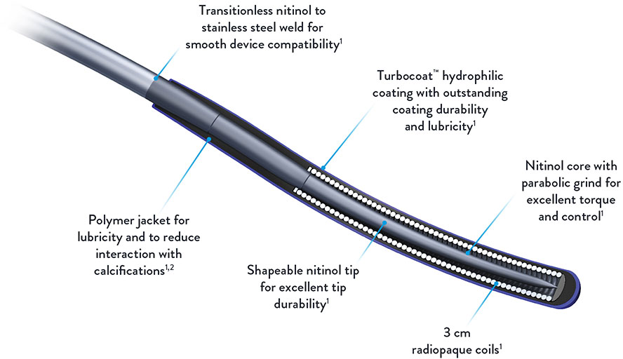 Hi-Torque Command™ peripheral workhorse guidewires construction and features contribute to success