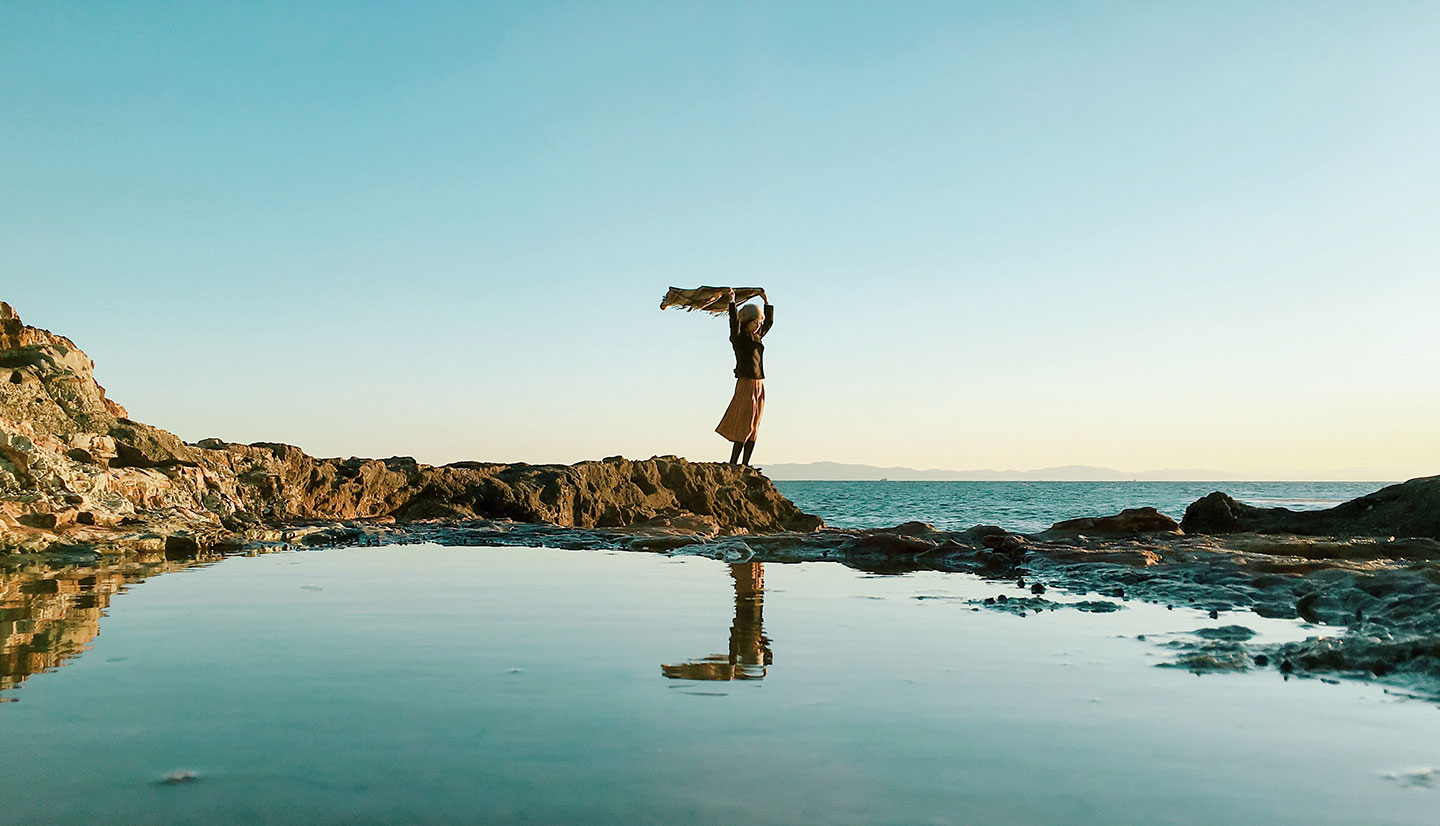 woman at cove