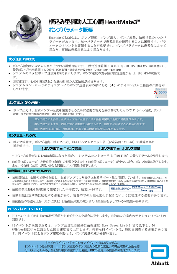 ポンプパラメータ