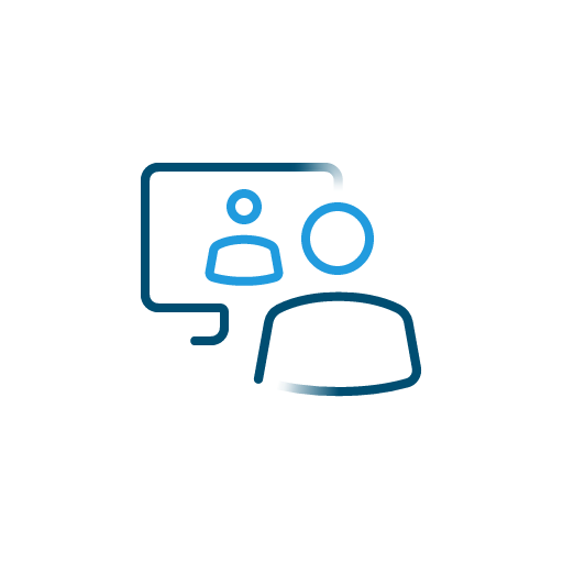 Icon of someone using a computer outline